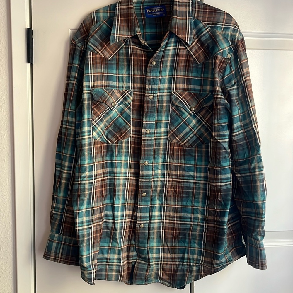 Pendleton Frontier Shirt Pearl Snap Flannel 100% cotton Medium